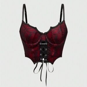 Black and Red Lace Corset Top
